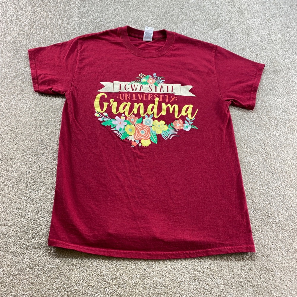 Gildan Iowa State University Grandma Shirt Womens Medium Maroon Floral Graphic